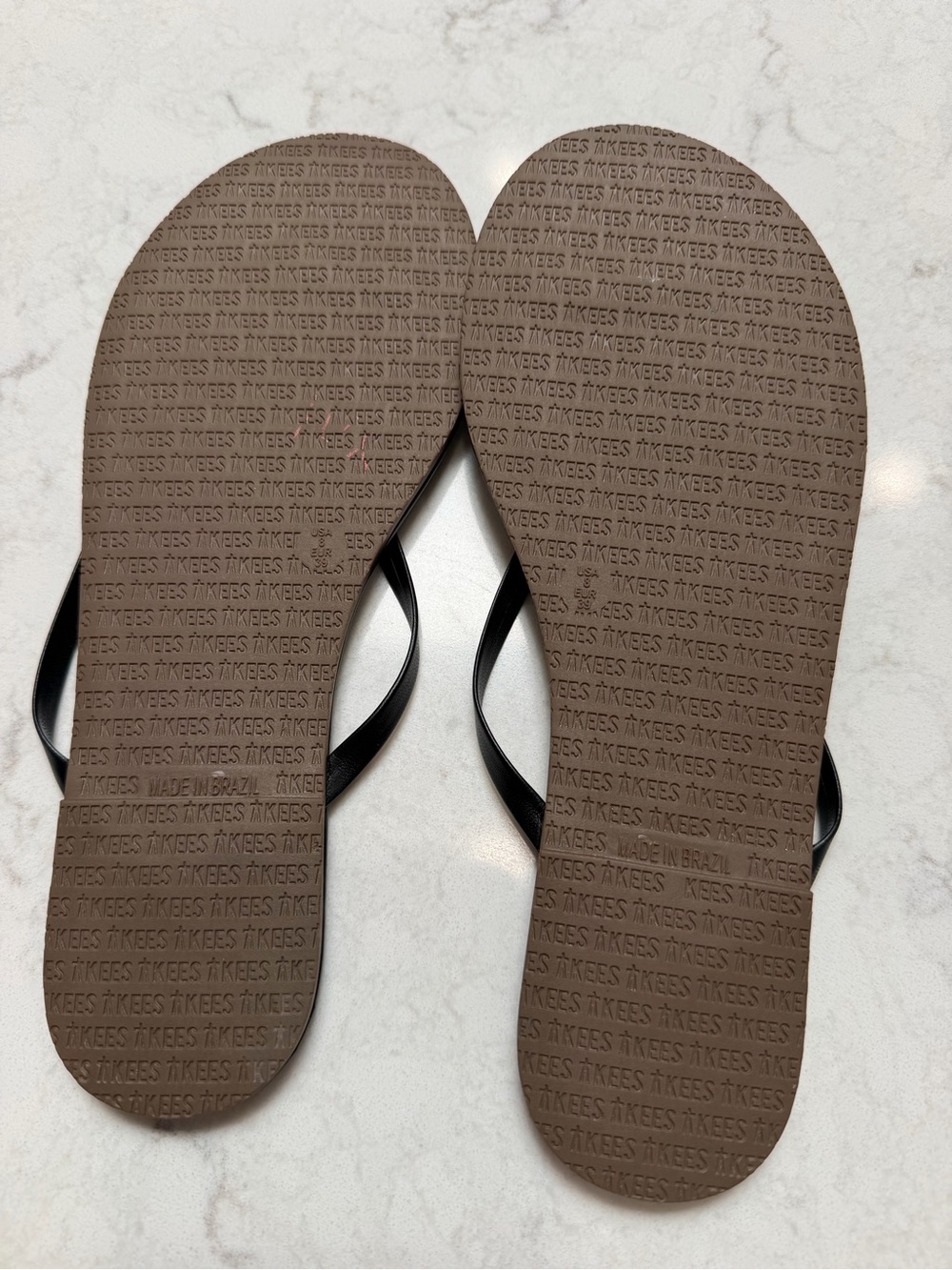 Tkees Black Minimalist Leather Flip Flop Sandals 8 - Picture 3 of 4